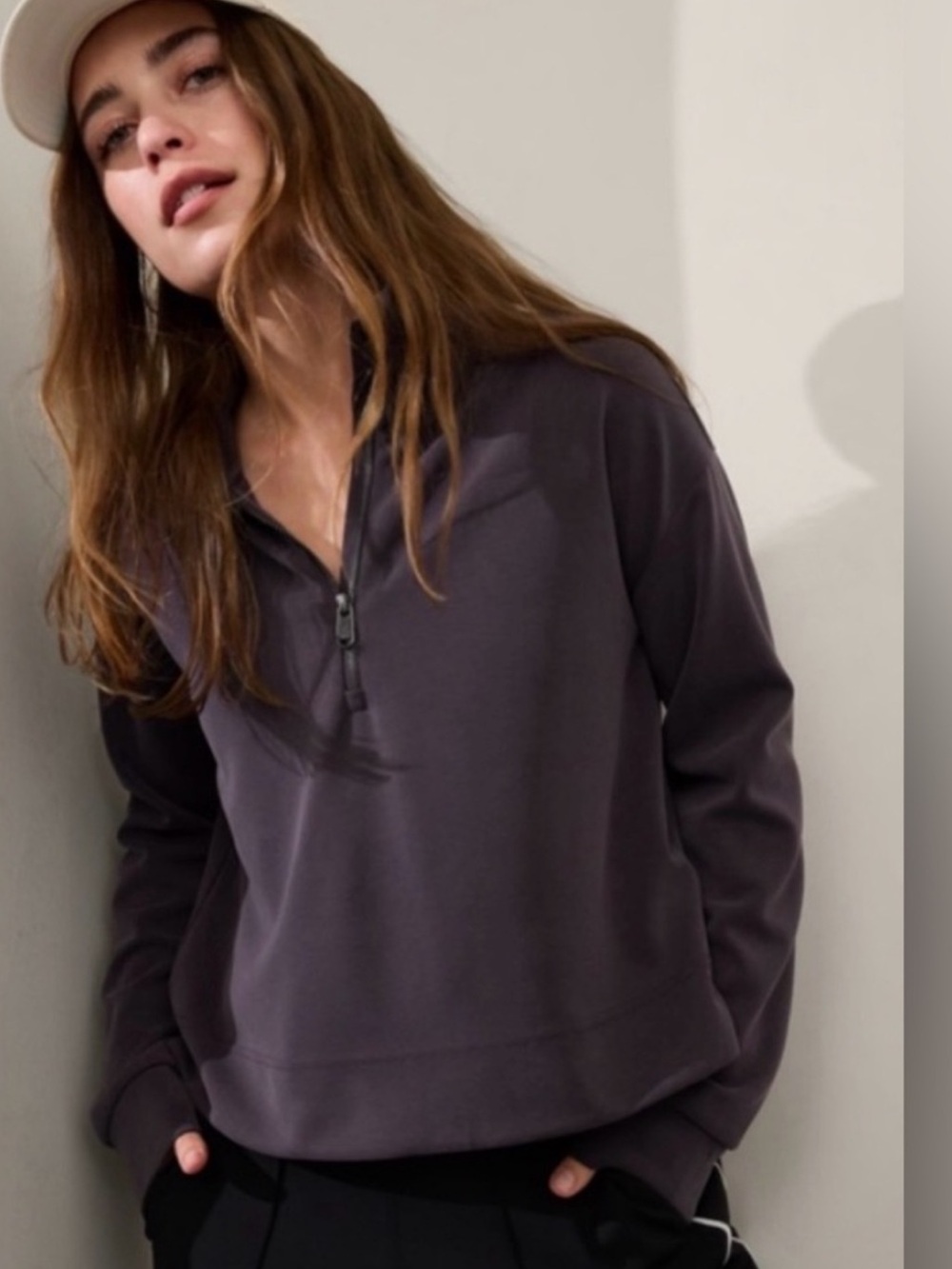 ATHLETA SEASOFT QUARTER ZIP SWEATSHIRT SIZE M